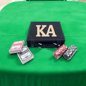 Kappa Alpha Order (KA) Fraternity Leather Poker Set| Greek| Fraternity & College Gifts| Cards, Chips, Dice| Officially Licensed Accessories