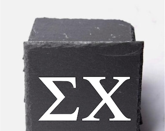 Sottobicchieri in ardesia Sigma Chi (4) / Sottobicchieri Sigma Chi / Regali personalizzati per confraternite / Regalo di vita greca / Regalo per l'università / Accessori con licenza ufficiale