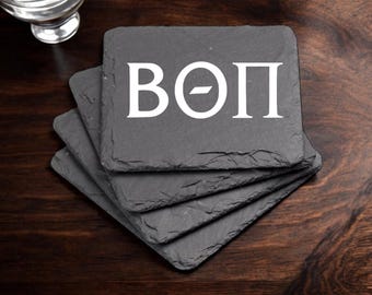 Sottobicchieri in ardesia Beta Theta Pi (4) / Sottobicchieri Beta / Regali personalizzati per confraternite / Regalo di vita greca / Regalo per l'università / Accessori con licenza ufficiale