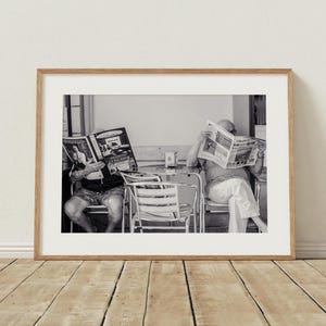 Italian Café Wall Art Vintage Black and White Photography Printable Digital Download