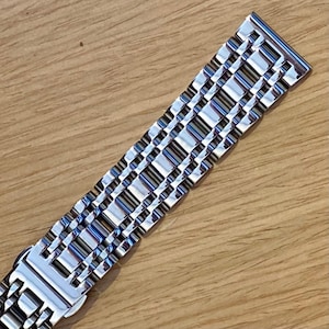 Sturdy Good Quality 20mm SILVER Stainless Steel Beads of Rice Watch Bracelet Band w/ Straight End Links