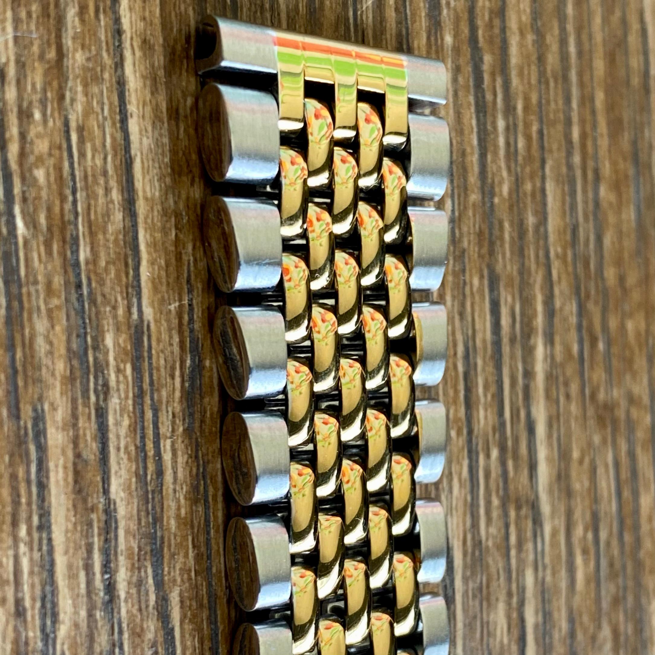 20mm TWO-TONE Stainless Steel Beads of Rice Watch Bracelet Band W