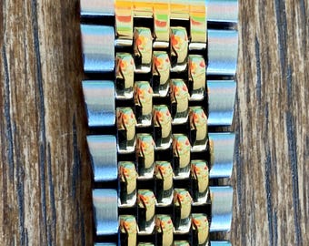 20 mm TWEEKLEURIGE roestvrijstalen Beads of Rice horlogeband met RECHTE eindschakels - Omega / Seiko Form-sluiting