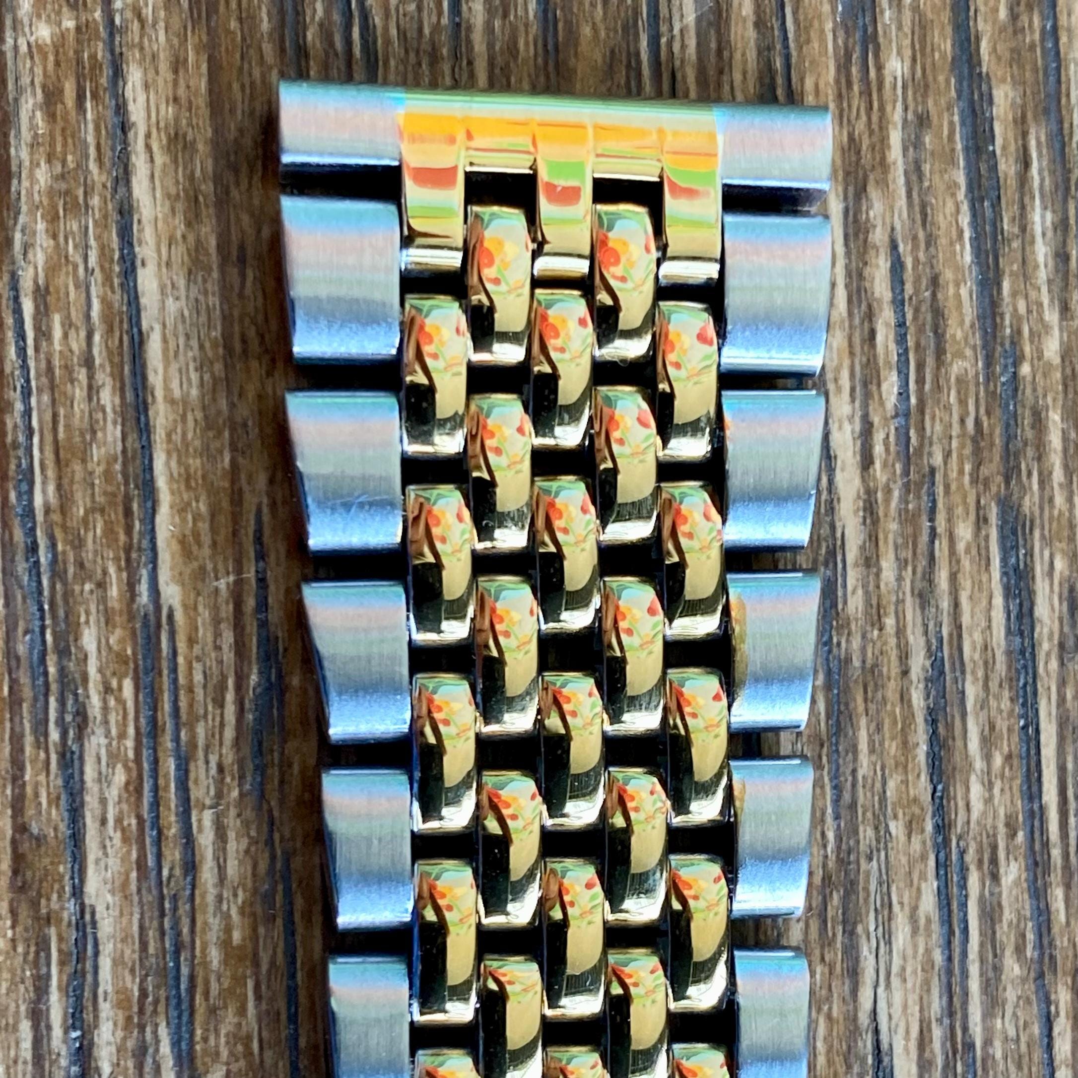 20mm TWO-TONE Stainless Steel Beads of Rice Watch Bracelet Band W