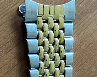 20 mm roestvrijstalen tweekleurige Beads of Rice horlogeband met gebogen uiteinden - met omega-/Seiko-vormsluiting