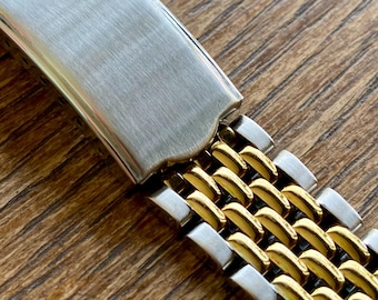 19 mm TWEEKLEURIGE roestvrijstalen Beads of Rice horlogeband met RECHTE eindschakels - Omega/Seiko Form-sluiting