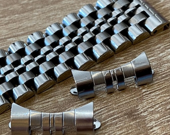 Interessante 20 mm Beads of Rice horlogeband met rechte en gebogen eindschakels - stevige kwaliteit