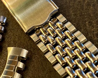 20 mm ZILVEREN roestvrijstalen Beads of Rice horlogeband met gebogen schakels