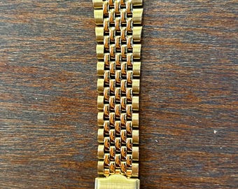 Goudkleurige 18 mm Beads of Rice horlogearmband met RECHTE eindschakels - Vintage Omega/Seiko Form-sluiting