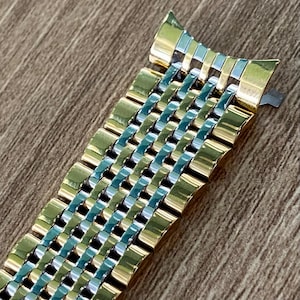 18mm 2-Tone Stainless Steel Beads of Rice Watch Bracelet Band For Omega Seamaster & Constellation w/ Curved End Links w/ Omega Form Clasp