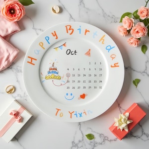 Happy Birthday Gift/Birthday Gift/Birthday Plate/Ceramic Happy Birthday Plate/Personalized Plate/Hand-Painted Plate/Celebration Plate