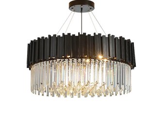 LED Ronde Zwart Chroom Zilver Goud Kristallen Hanglampen Kroonluchter Verlichting Glans Schorsing Armatuur Lampen Voor Foyer: