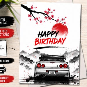 JDM Birthday Card | Japanese Tuner Car Greeting Card (Digital Download)