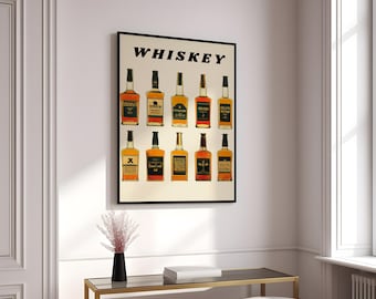 Vintage Whiskey Collection Print – Classic Bottle Art (Digital Download)