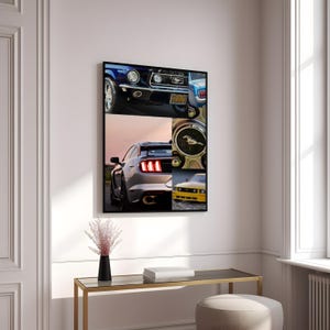 Sleek & Stylish American Muscle Car Evolution: Vintage to Modern Sports Car Collage - Perfect Bedroom Wall Art for Auto Enthusiasts