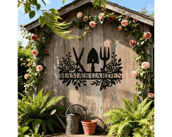 Custom Metal Garden Wall Art, Personalized Garden Sign Outdoor Decor