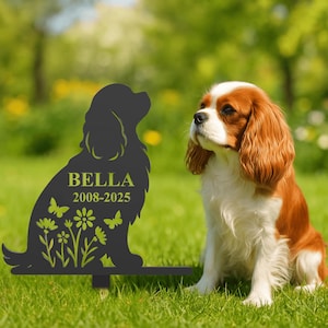 Custom Pet Memorial Stake - Personalized Dog Grave Marker, Dog Yard Sign, Gift for Dog Loss, Sympathy Gift, Cavalier King Charles Spaniel