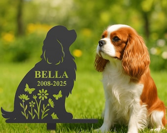 Custom Pet Memorial Stake – Cavalier King Charles Spaniel Grave Marker