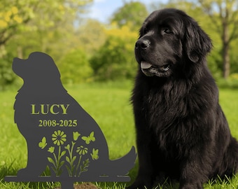 Custom Newfoundland Dog Memorial Stake – Personalized Pet Grave Marker