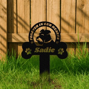 Custom Schnauzer Memorial Metal Sign – Personalized Dog Stake for Garden