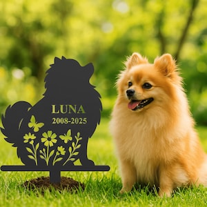 Customizable Pomeranian Memorial Stake- Personalized Pet Grave Marker, Dog Memorial Sign, Custom Garden Decor, Gift for Dog Lovers