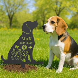 Custom Beagle Memorial Sign- Personalized Dog Grave Marke, Outdoor Dog Memorial, Every Garden Metal Stake, Sympathy Gift for Pet Loss