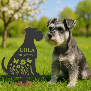 Personalized Dog Memorial Stake – Custom Schnauzer Grave Marker