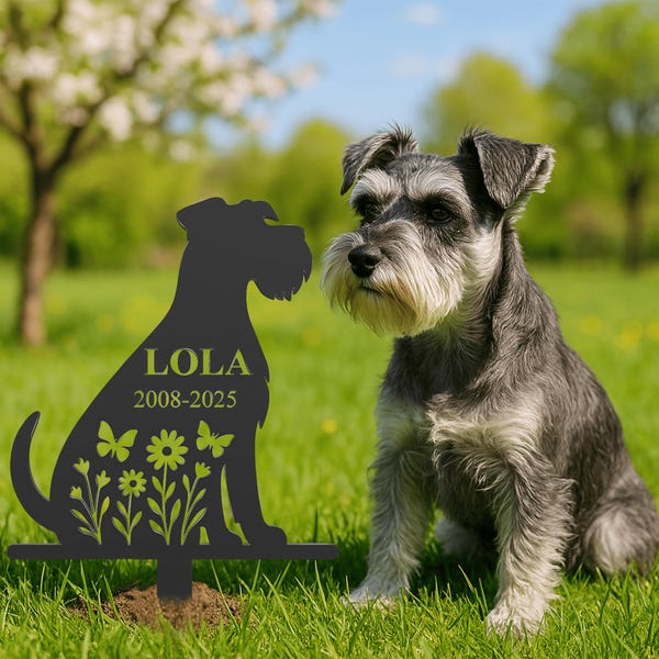 Personalized Dog Memorial Sign– Custom Schnauzer Grave Marker
