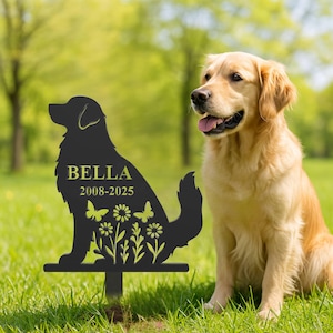 Custom Golden Retriever Dog Memorial Stake- Personalized Pet Grave Marker, Outdoor Yard Tribute, Every Dog Breed Sign, Pet Loss Gift