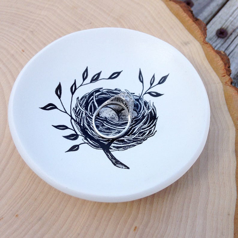 Bird nest ring dish expectant mom gift birds nest jewelry Etsy