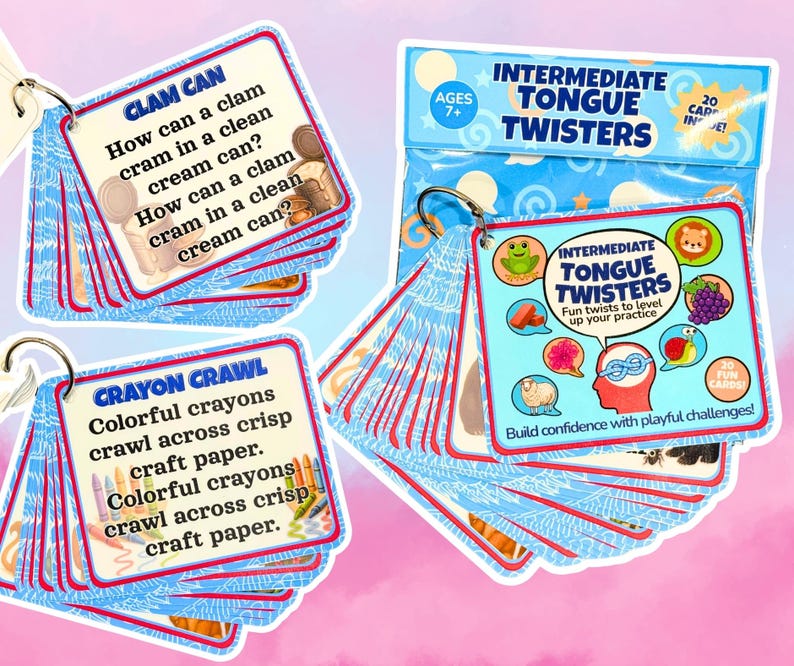 Intermediate Educational Tongue Twister Flashcards for Kids and Adults ...