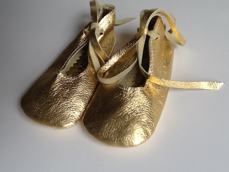 Baby Ballet Shoes in Gold Metallic Etsy