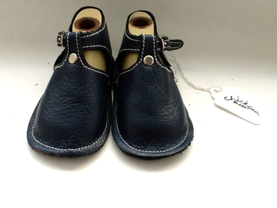 Navy Leather Baby Shoe With Buckle and Rivet - Etsy
