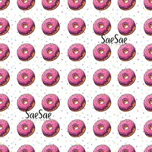 Pink Donut Seamless Pattern with Sprinkles, Instant Digital Download, High Resolution PNG and JPEG