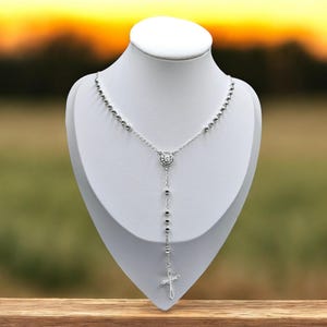 Rosary Sterling Silver 925 Necklace 24&quot;