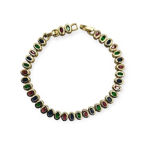 Colorfull Oval Link 14K Gold Plated Bracelet