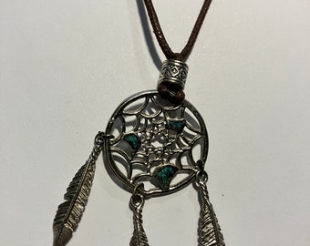 Dream Catcher on leather cord Made in Texas