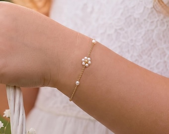 Real Pearl Flower Girl Bracelet, Freshwater Pearl Bracelet, Flower Girl Gift, Junior Bridesmaid Jewelry, Wedding Bracelet, Gift for Her