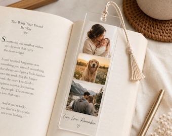 Personalisiertes Lesezeichen mit Foto, Acryl-Lesezeichen mit Bild, Geschenk für Bücherliebhaber, Eltern, Lehrer, Leseratten und die Familie