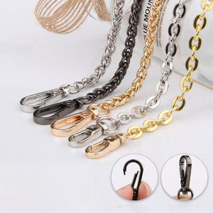 Tracolla a catena in metallo per borse, con anello a O piatto, a spina di serpente e a catena a maglie larghe, catena di ricambio per borse a tracolla.