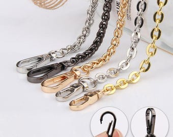 Metal Purse Chain Strap for Handbags，Flat O-Ring, Snake Bone & Curb Chain Bag Strap，Crossbody Shoulder Bag Replacement Chain