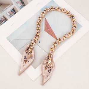 Scarf Weave Metal Bag Chain，Replacement Purse Shoulder Chain，Long Extendable Minimalist Strap gray-edged triangle