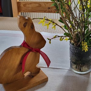 Easter Bunny Wooden Figure - Handmade Easter Decoration