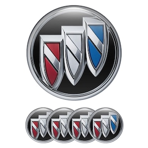Buick 4x Glossy Gel Wheel Emblem Stickers – 3D Domed Rim Hub Cap Badges – 18 Sizes – Self-Adhesive for Alloy Wheels 18 Models Sizes