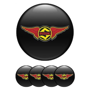 Suzuki Wheel Stickers: 3D Domed Epoxy Decals, Alloy Rims (Set of 4)