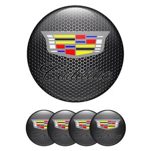 Cadillac Gel Wheel Stickers x4 – Glossy Domed Epoxy Rim Decals 3D Resin Hub Cap Badges – Self-Adhesive, Stylish Designs  37 Models 60 sizes