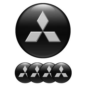 Mitsubishi Emblem Glossy Wheel Emblem Stickers Domed Epoxy  Rim Decals Hub Badges 3D Car Caps Logo Sizes Self-Adhesive alloy wheels Set 4