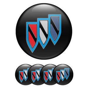 Buick Gel Wheel Stickers x4 – Glossy Domed Epoxy Rim Decals – 3D Resin Hub Cap Badges – Self-Adhesive, Durable,  Alloy Wheels Many Sizes