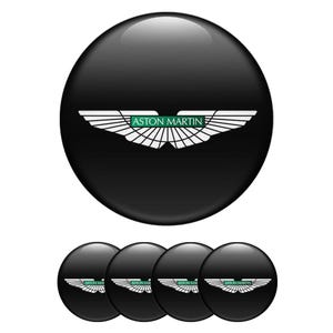 Aston Martin Wheel Emblem Stickers: Domed 3D Epoxy Decals (Set of 4)