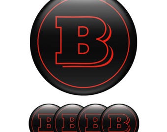 Brabus Wheel Emblem Stickers: 3D Domed Epoxy Decals, Set of 4